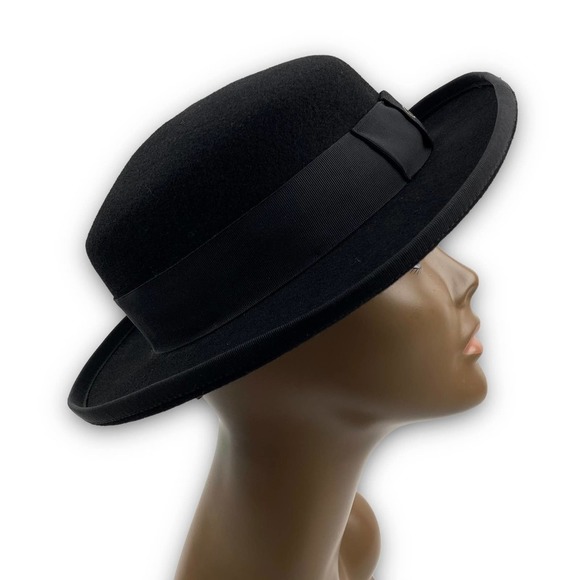 RARE 1970's GUCCI black wool felt bowler hat with classic GG logo - Picture 8 of 16